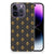 Apple iPhone 14 Pro TPU bumper Franse Lelie met fleur-de-lis patroon in goudkleur op zwarte achtergrond.