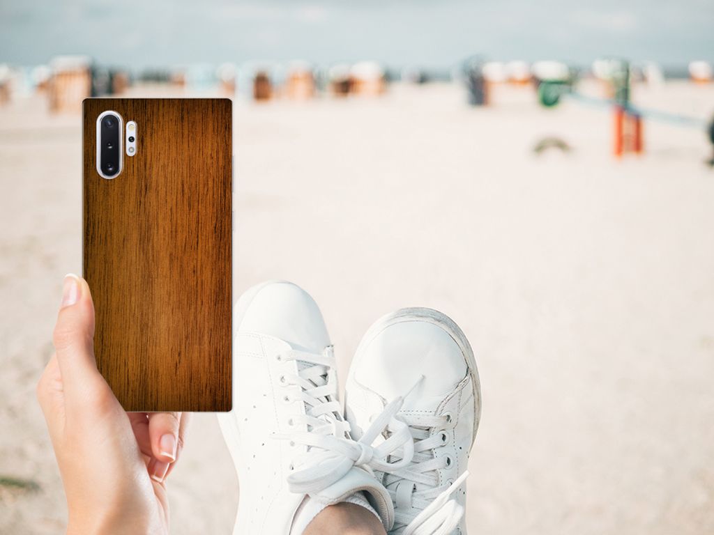 Samsung Galaxy Note 10 Plus Bumper Hoesje Donker Hout