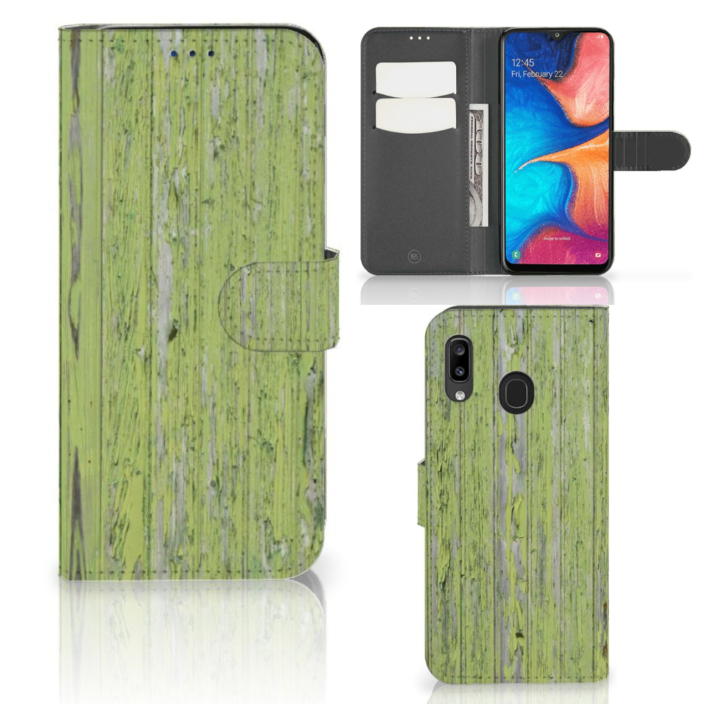 Samsung Galaxy A30 Book Style Case Green Wood