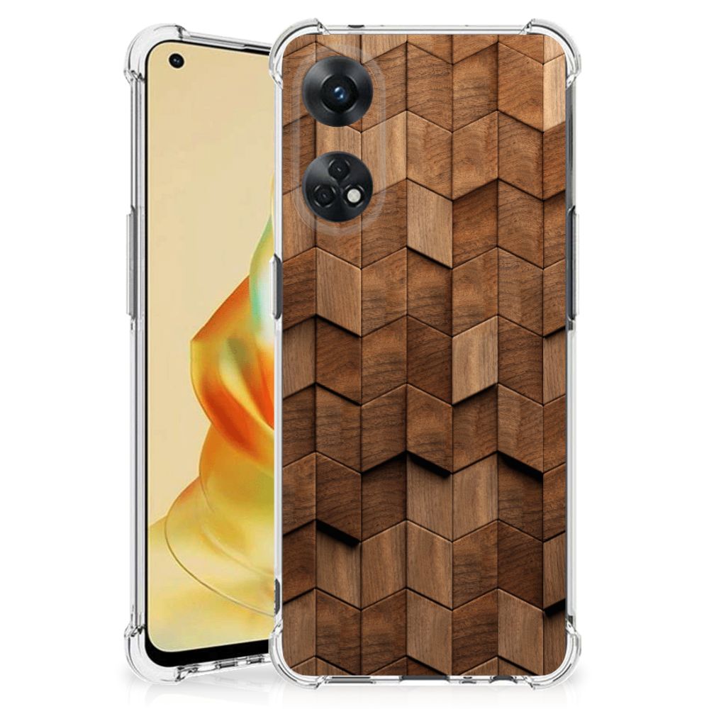 Stevig Telefoonhoesje voor OPPO Reno8 T 4G Wooden Cubes