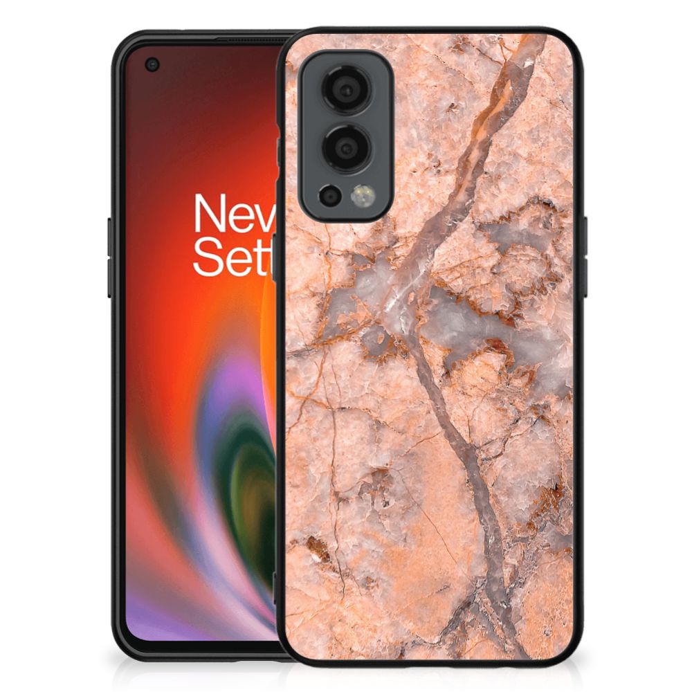 OnePlus Nord 2 Marmeren Print Telefoonhoesje Marmer Oranje
