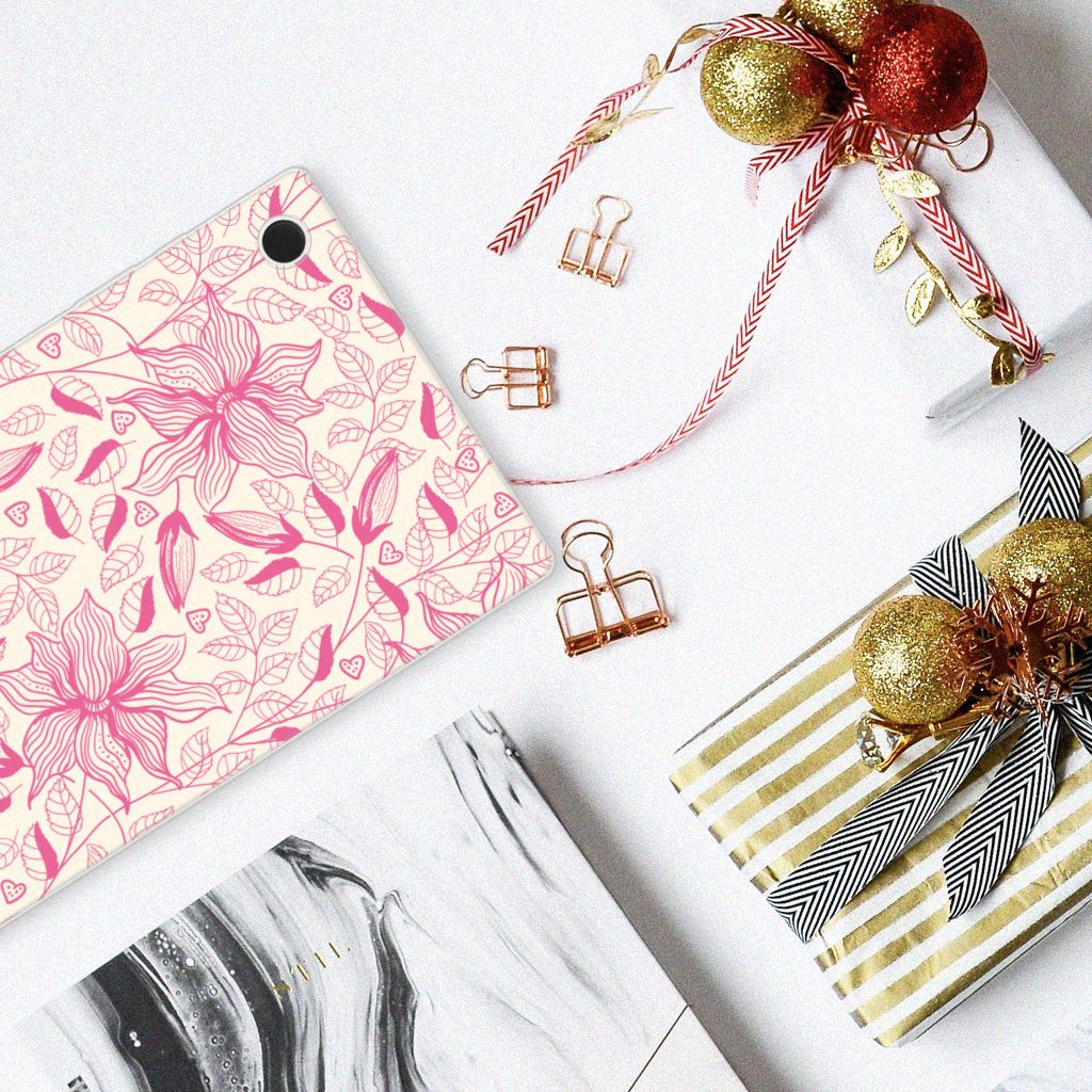 Samsung Galaxy Tab A8 2021/2022 Siliconen Hoesje Pink Flowers - B2C Telecom