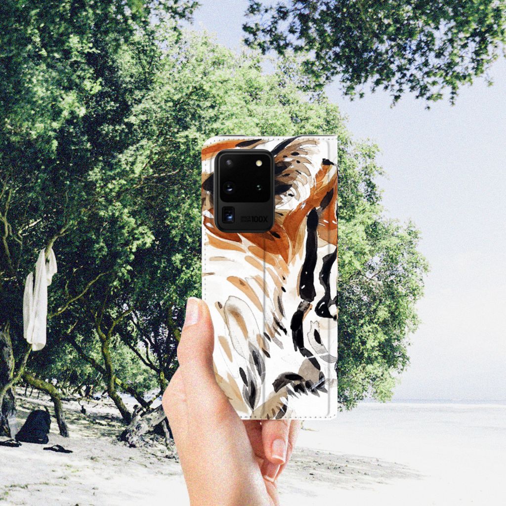 Bookcase Samsung Galaxy S20 Ultra Watercolor Tiger - B2C Telecom