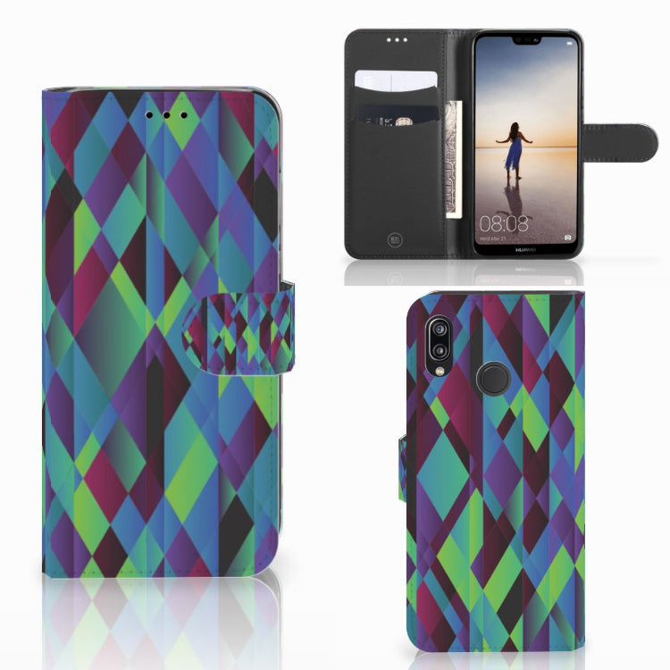 Huawei P20 Lite Book Case Abstract Green Blue