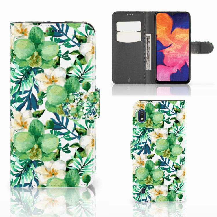 Samsung Galaxy A10 Hoesje Orchidee Groen