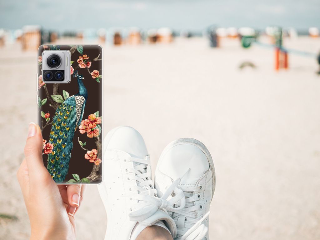 Motorola Moto X30 Pro TPU Hoesje Pauw met Bloemen B2C Telecom