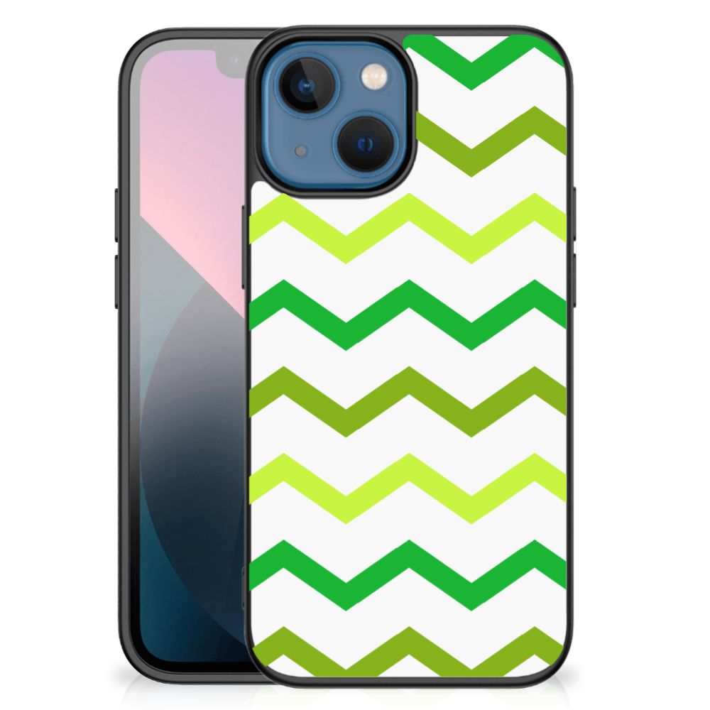 Apple iPhone 13 mini Back Case Zigzag Groen