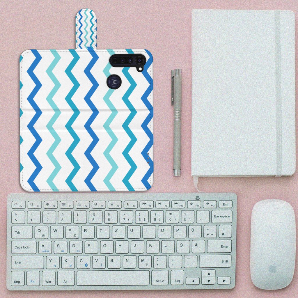 Motorola Moto G Pro Telefoon Hoesje Zigzag Blauw