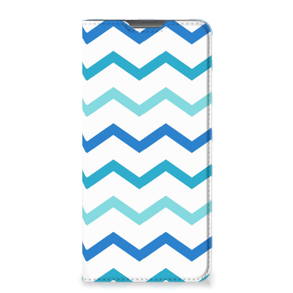 Motorola Moto G52 | Moto G82 Hoesje met Magneet Zigzag Blauw - B2C Telecom
