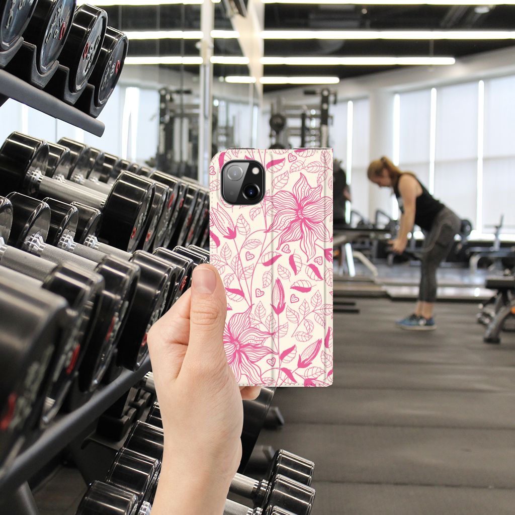 iPhone 14 Plus Smart Cover Pink Flowers