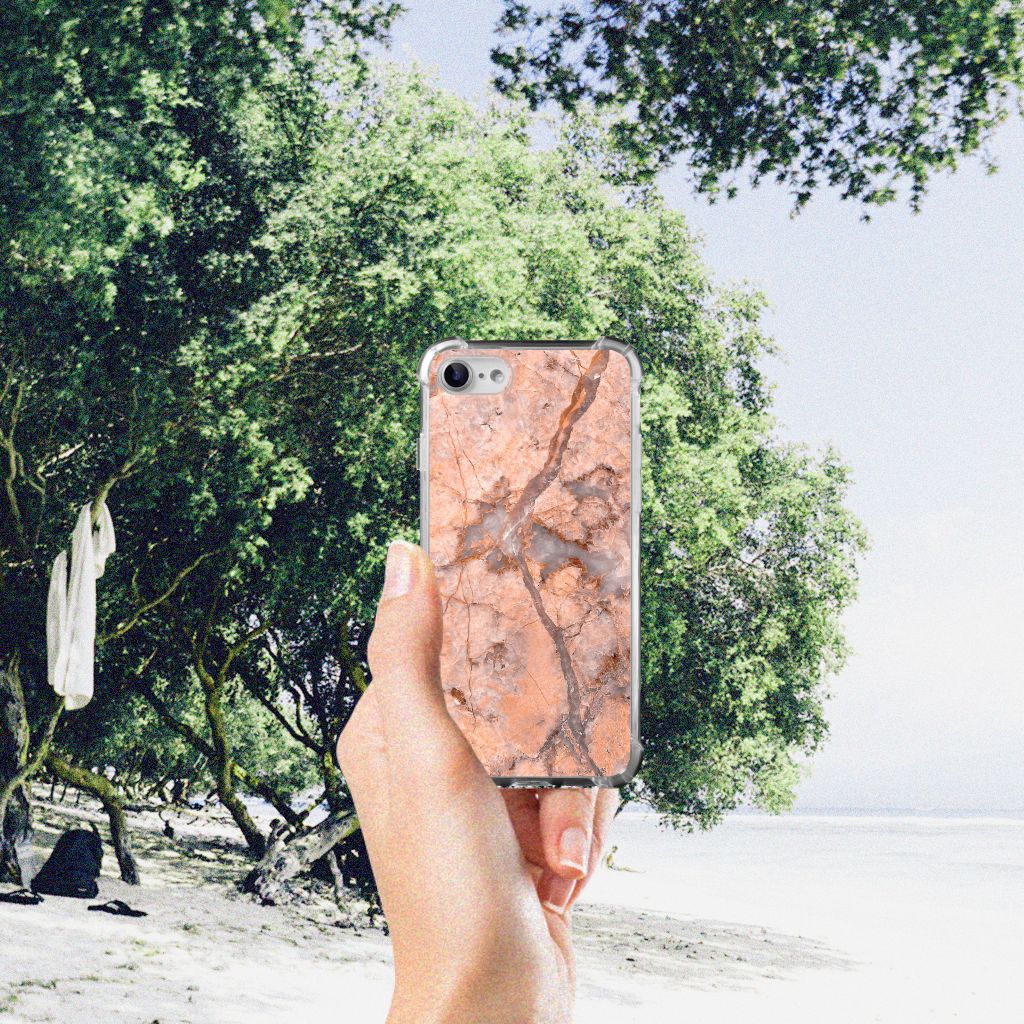 iPhone SE 2022/2020 | iPhone 8/7 Anti-Shock Hoesje Marmer Oranje B2C Telecom