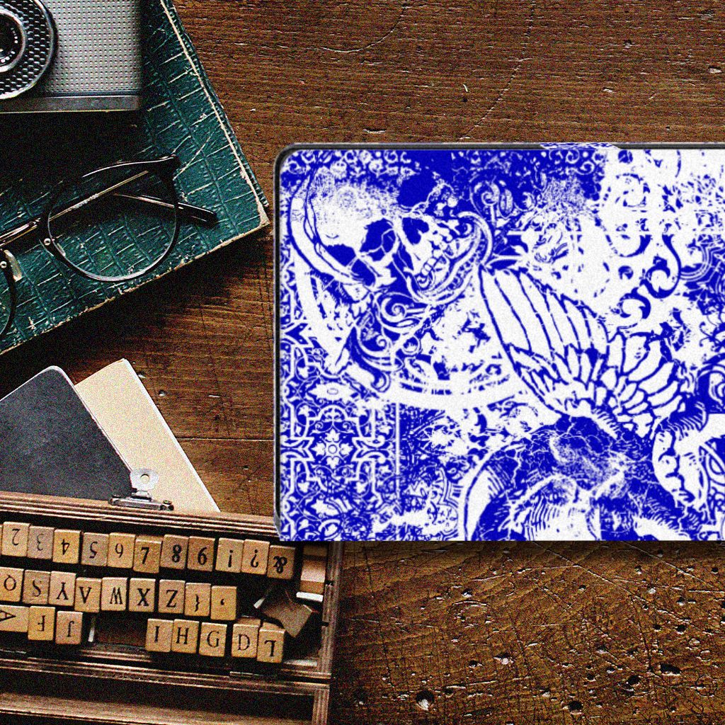 Tablettasje Samsung Galaxy Tab A8 2021/2022 Angel Skull Blauw