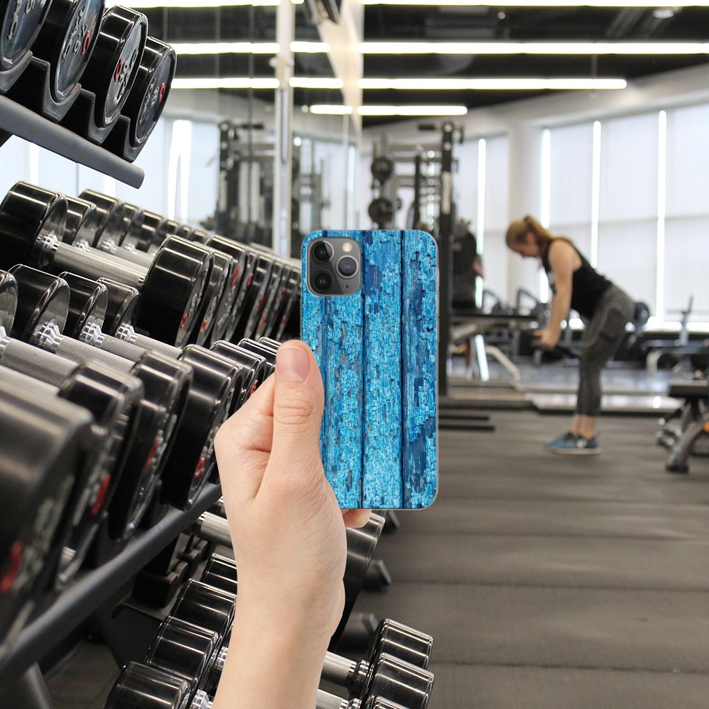 Apple iPhone 11 Pro Bumper Hoesje Wood Blue