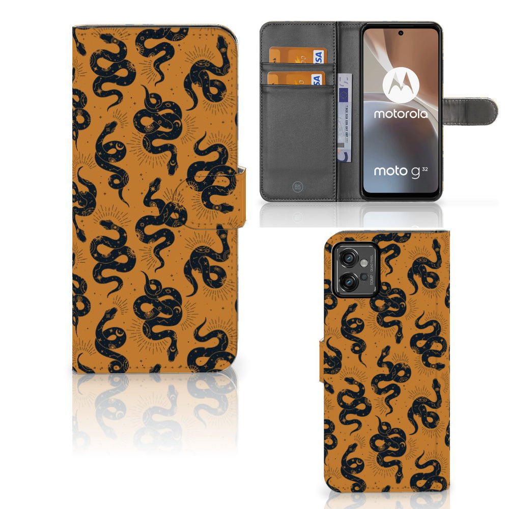 Telefoonhoesje met Pasjes voor Motorola Moto G32 Snakes