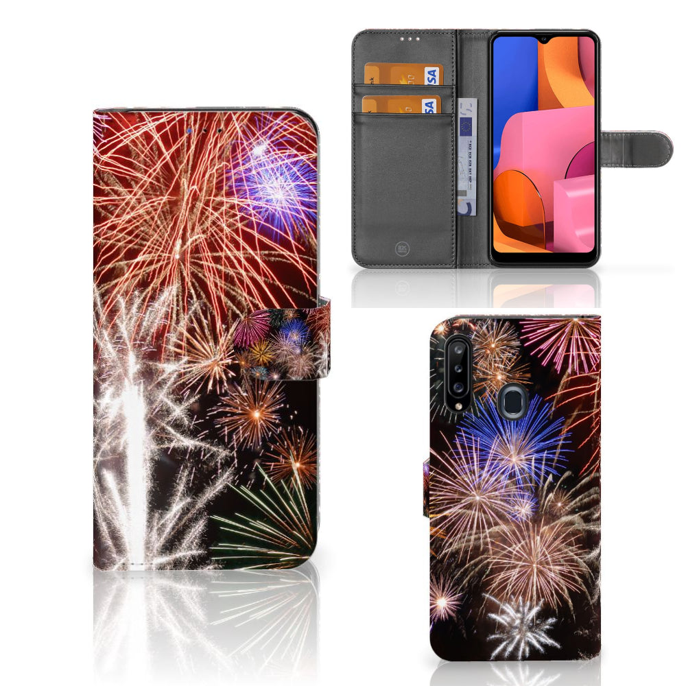 Samsung Galaxy A20s Wallet Case met Pasjes Vuurwerk
