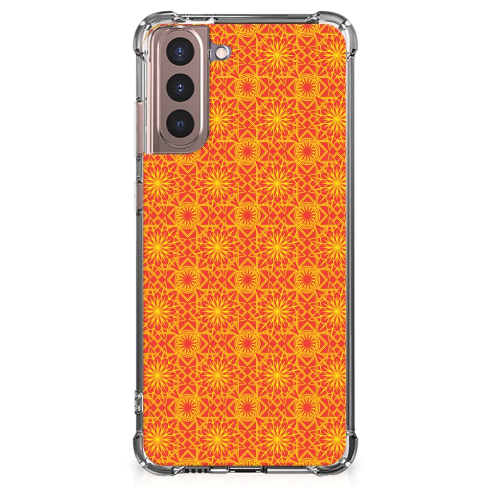 Samsung Galaxy S21 Plus Doorzichtige Silicone Hoesje Batik Oranje