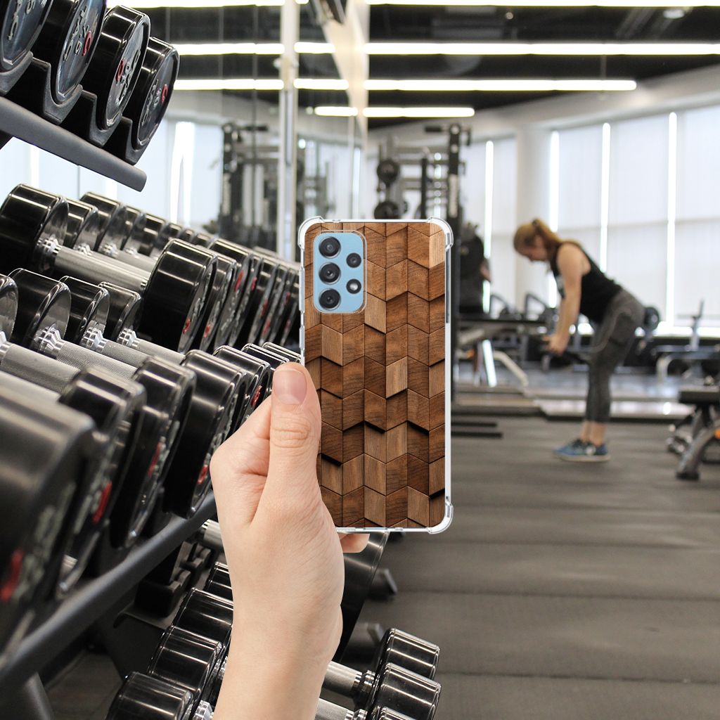 Stevig Telefoonhoesje voor Samsung Galaxy A73 Wooden Cubes B2C Telecom