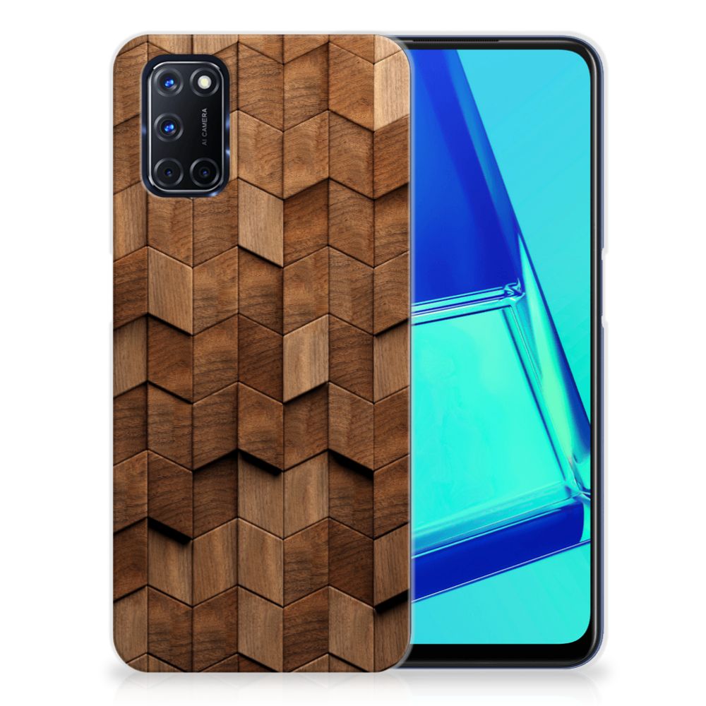 Bumper Hoesje voor OPPO A52 | A72 Wooden Cubes
