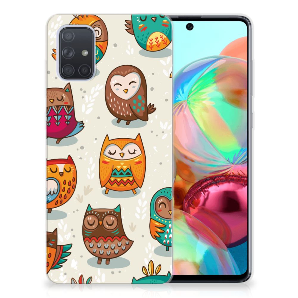 Samsung Galaxy A71 TPU Hoesje Vrolijke Uilen