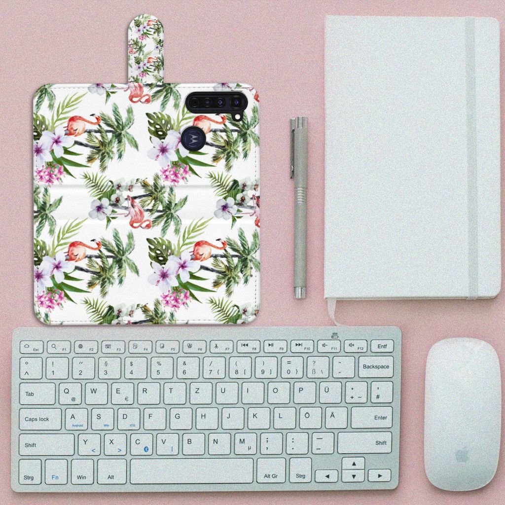 Motorola Moto G Pro Telefoonhoesje met Pasjes Flamingo Palms