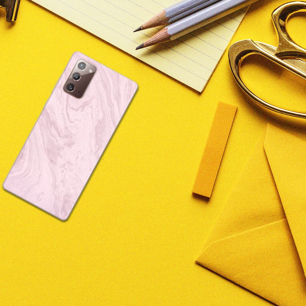 Samsung Note 20 TPU Siliconen Hoesje Marble Pink B2C Telecom