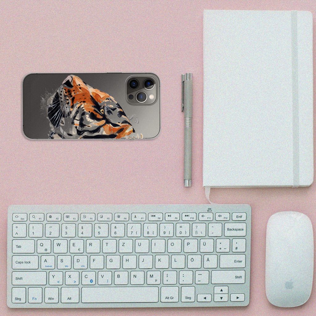 Hoesje maken iPhone 12 Pro Max Watercolor Tiger B2C Telecom