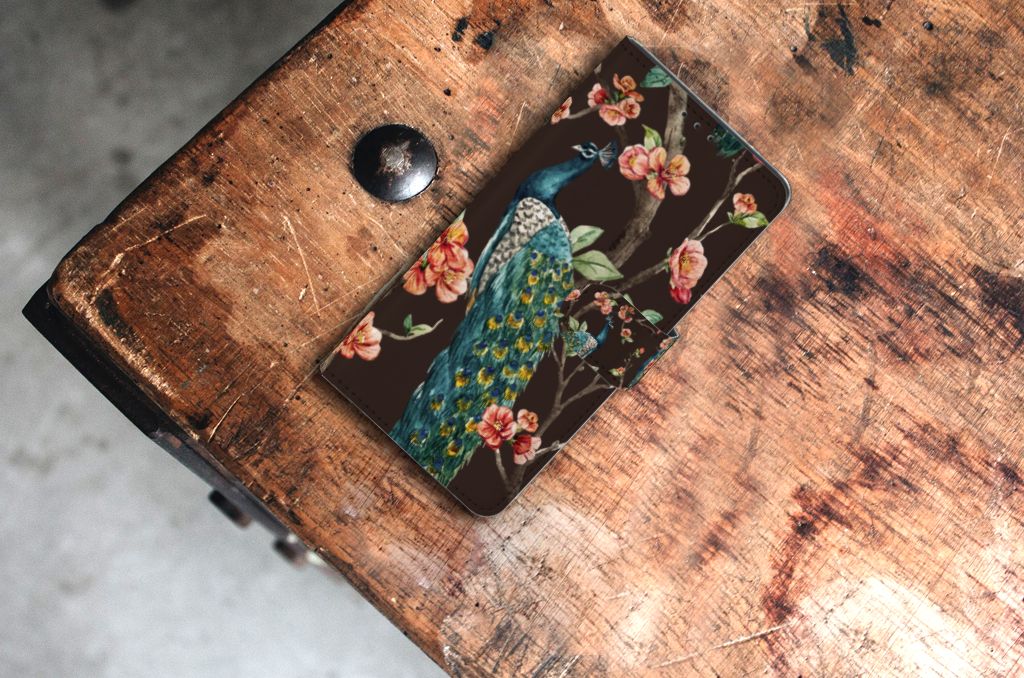 Samsung Xcover Pro Telefoonhoesje met Pasjes Pauw met Bloemen