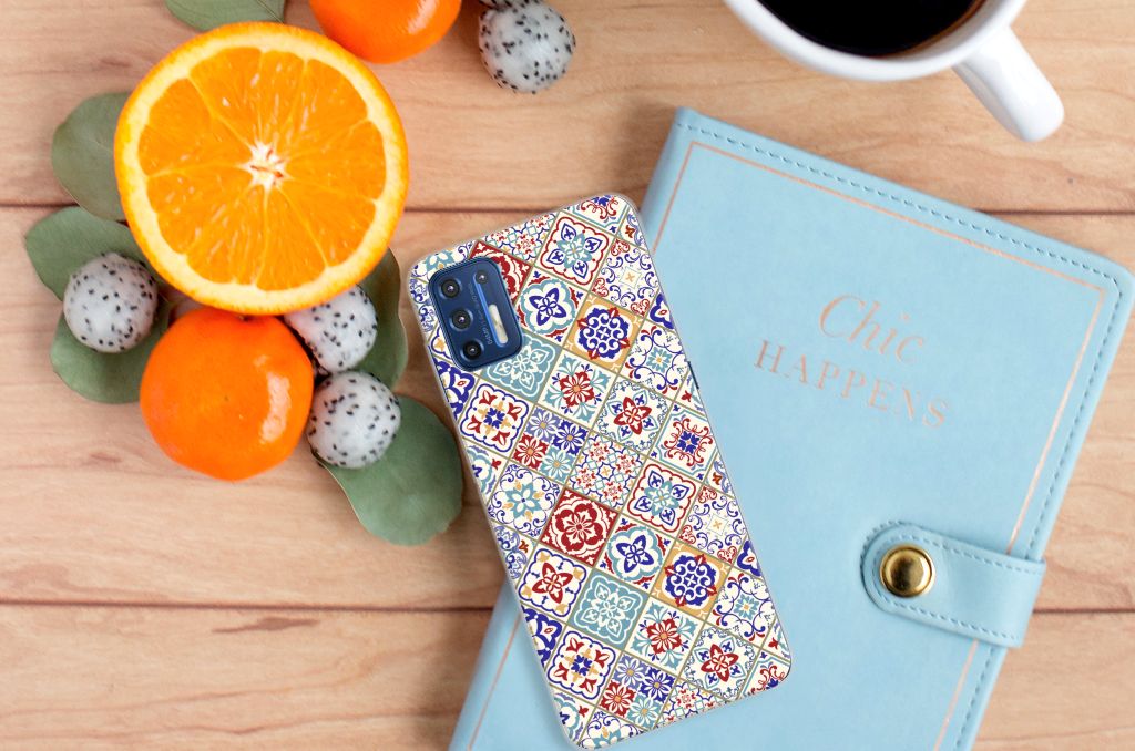 Motorola Moto G9 Plus TPU Siliconen Hoesje Tiles Color B2C Telecom
