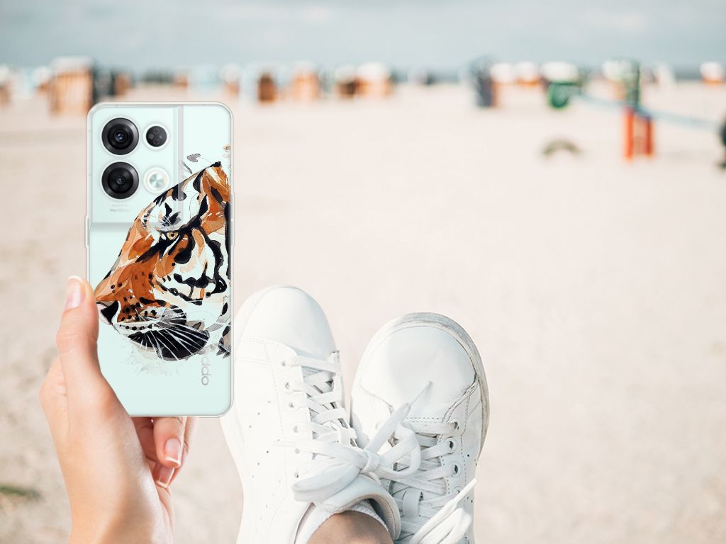 Hoesje maken OPPO Reno8 Pro Watercolor Tiger B2C Telecom
