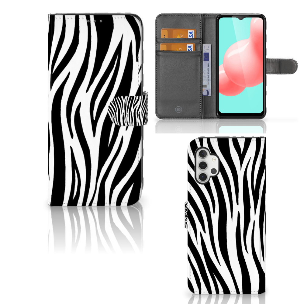 Samsung Galaxy A32 5G Telefoonhoesje met Pasjes Zebra