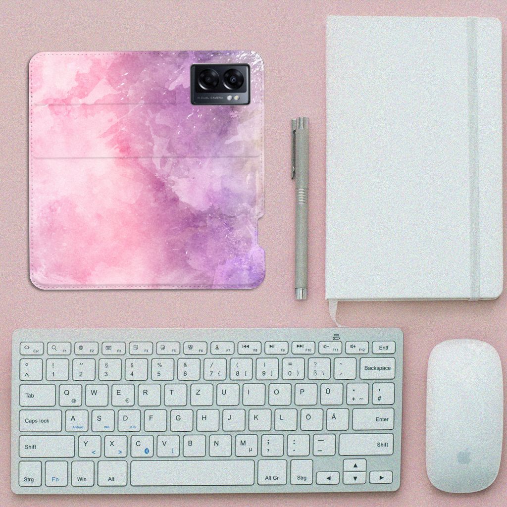Bookcase OPPO A77 5G | A57 5G Pink Purple Paint - B2C Telecom