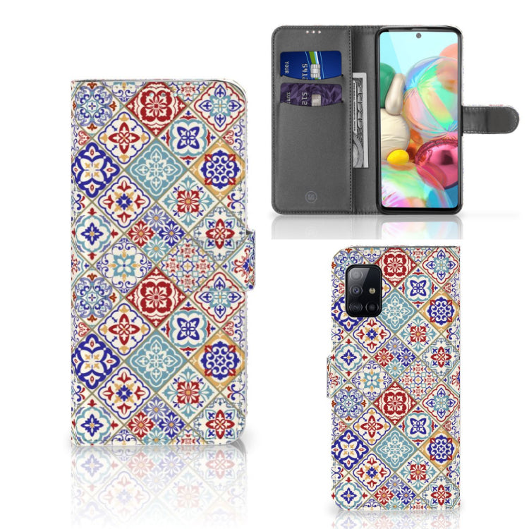 Samsung Galaxy A71 Bookcase Tiles Color