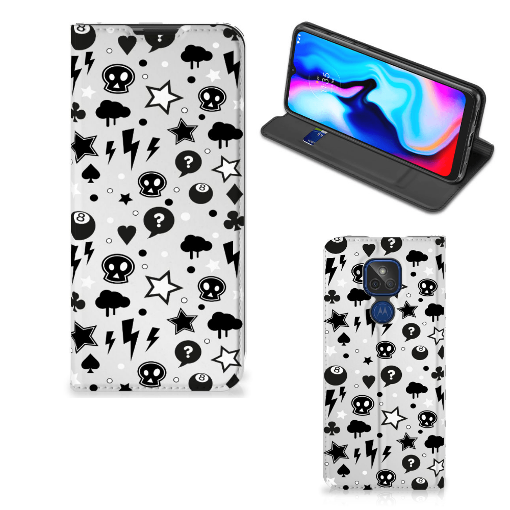 Mobiel BookCase Motorola Moto G9 Play Silver Punk - B2C Telecom