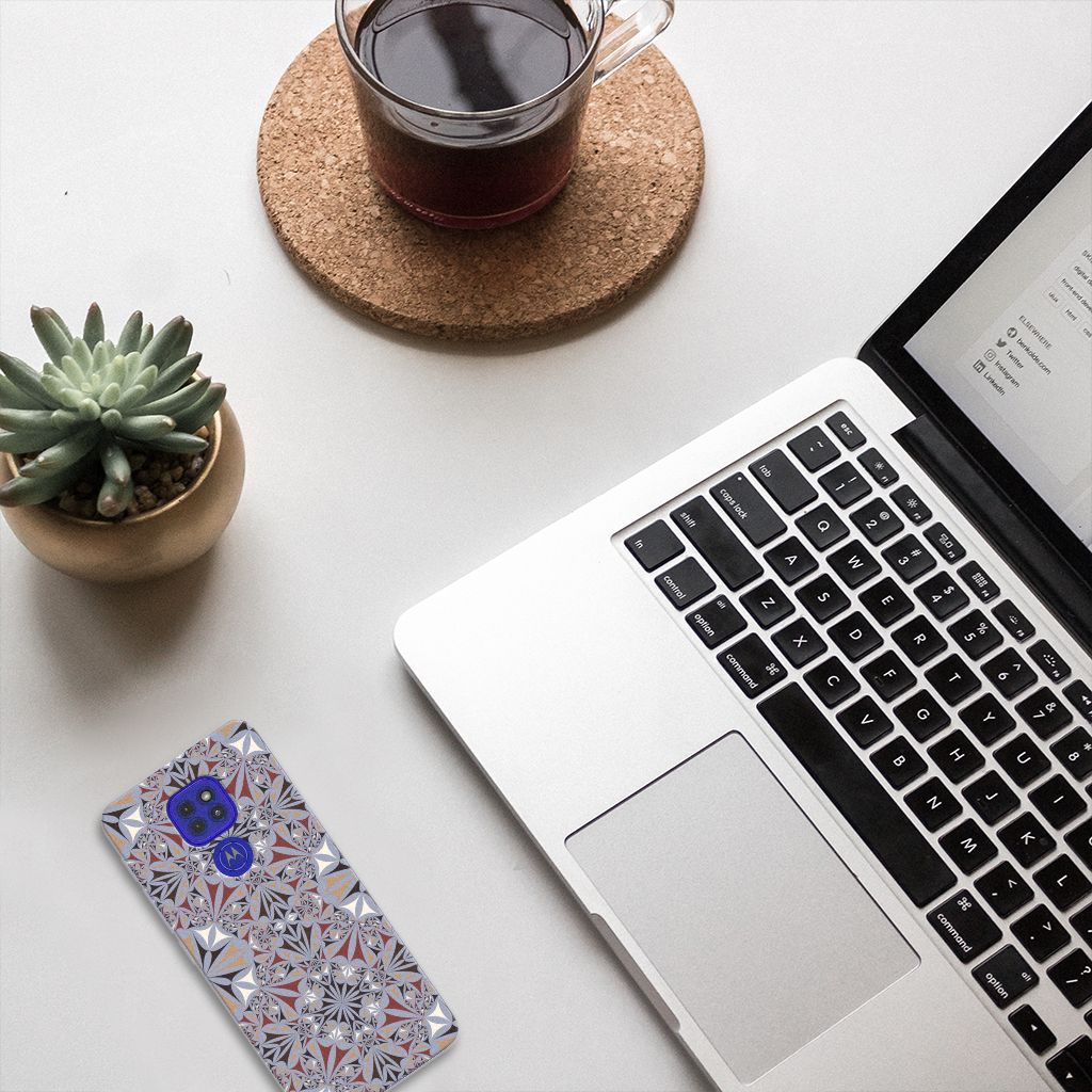Motorola Moto G9 Play | E7 Plus TPU Siliconen Hoesje Flower Tiles B2C Telecom