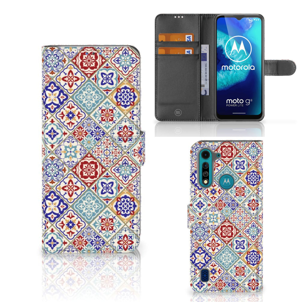 Motorola G8 Power Lite Bookcase Tiles Color