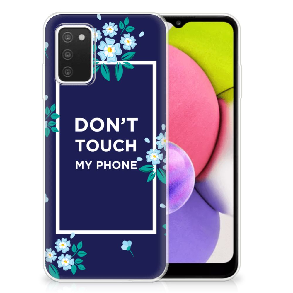Samsung Galaxy A03S Silicone-hoesje Flowers Blue DTMP B2C Telecom