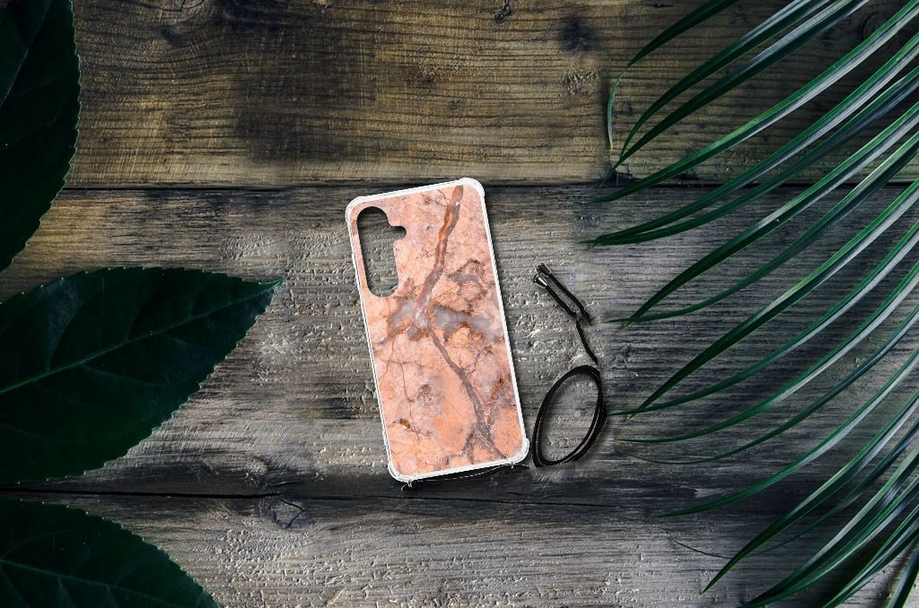 Samsung Galaxy S24 Plus Anti-Shock Hoesje Marmer Oranje B2C Telecom
