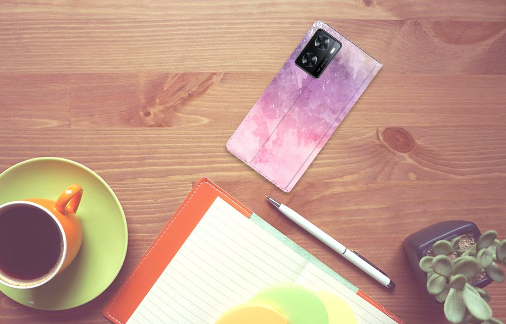 Bookcase OPPO A57 | A57s | A77 4G Pink Purple Paint - B2C Telecom