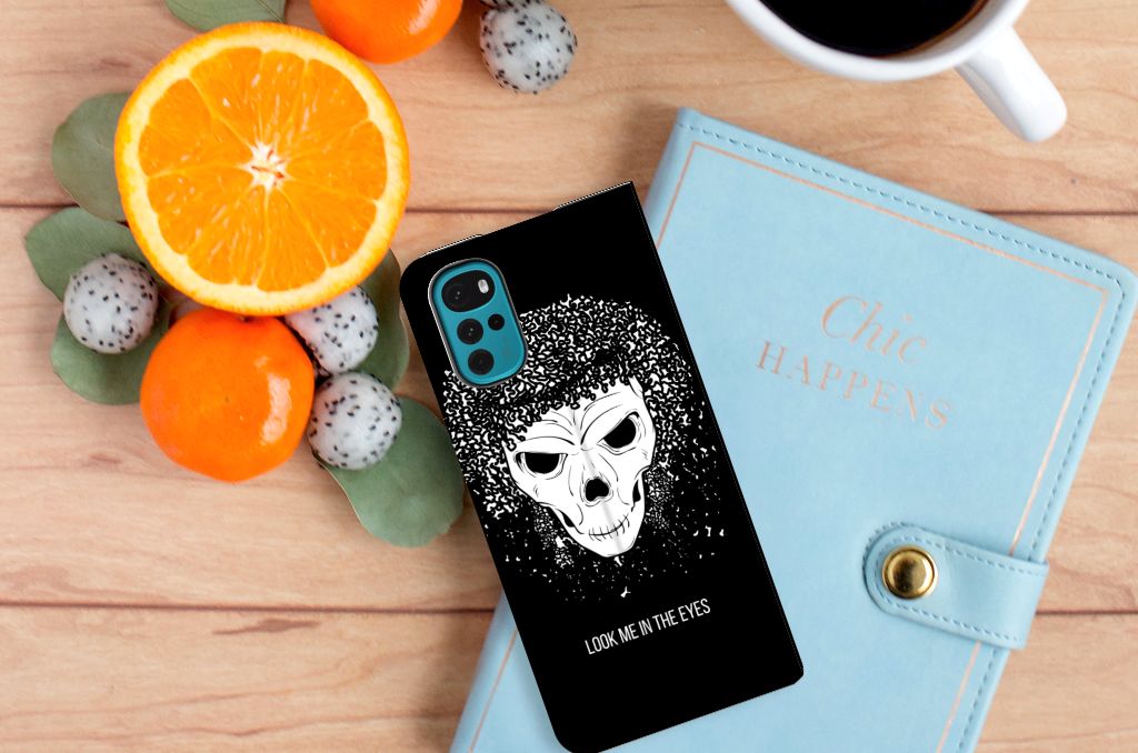 Mobiel BookCase Motorola Moto G22 Skull Hair - B2C Telecom