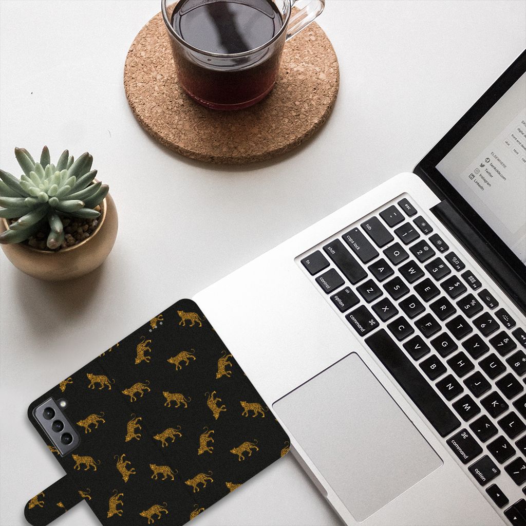 Telefoonhoesje met Pasjes voor Samsung Galaxy S21 FE Leopards
