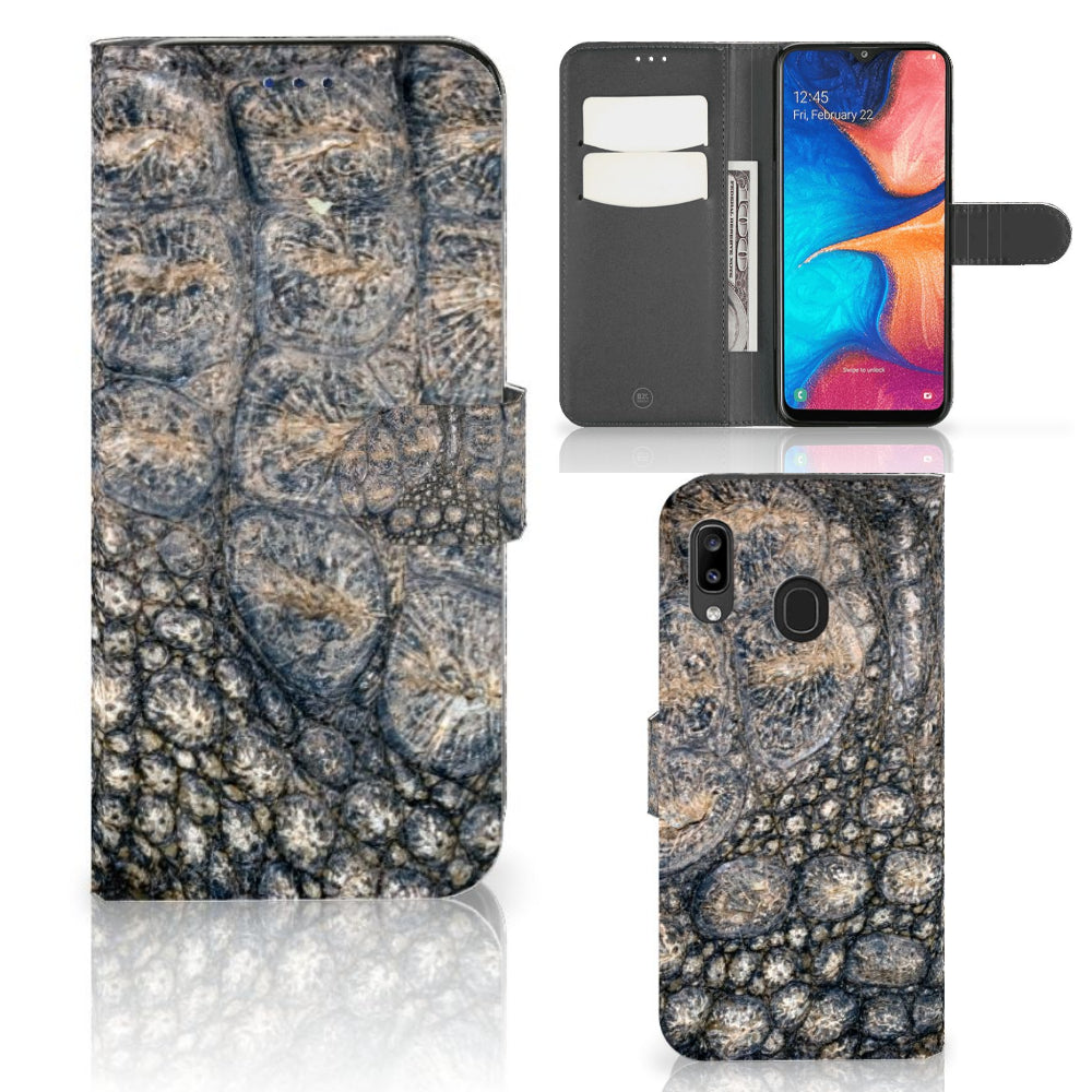 Samsung Galaxy A30 Telefoonhoesje met Pasjes Krokodillenprint