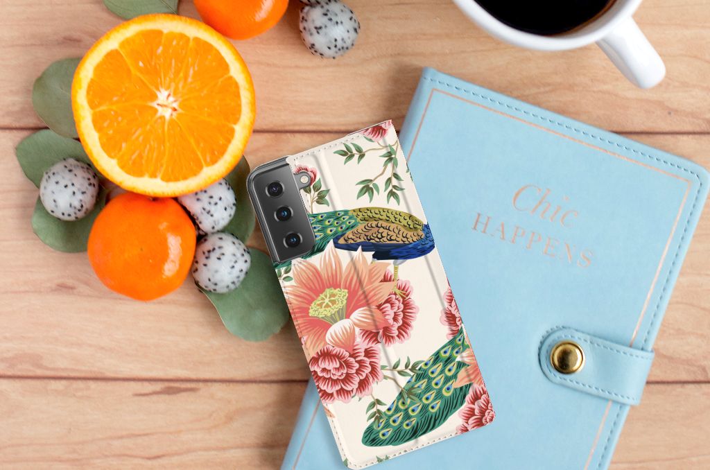Hoesje maken voor Samsung Galaxy S21 Plus Pink Peacock - B2C Telecom