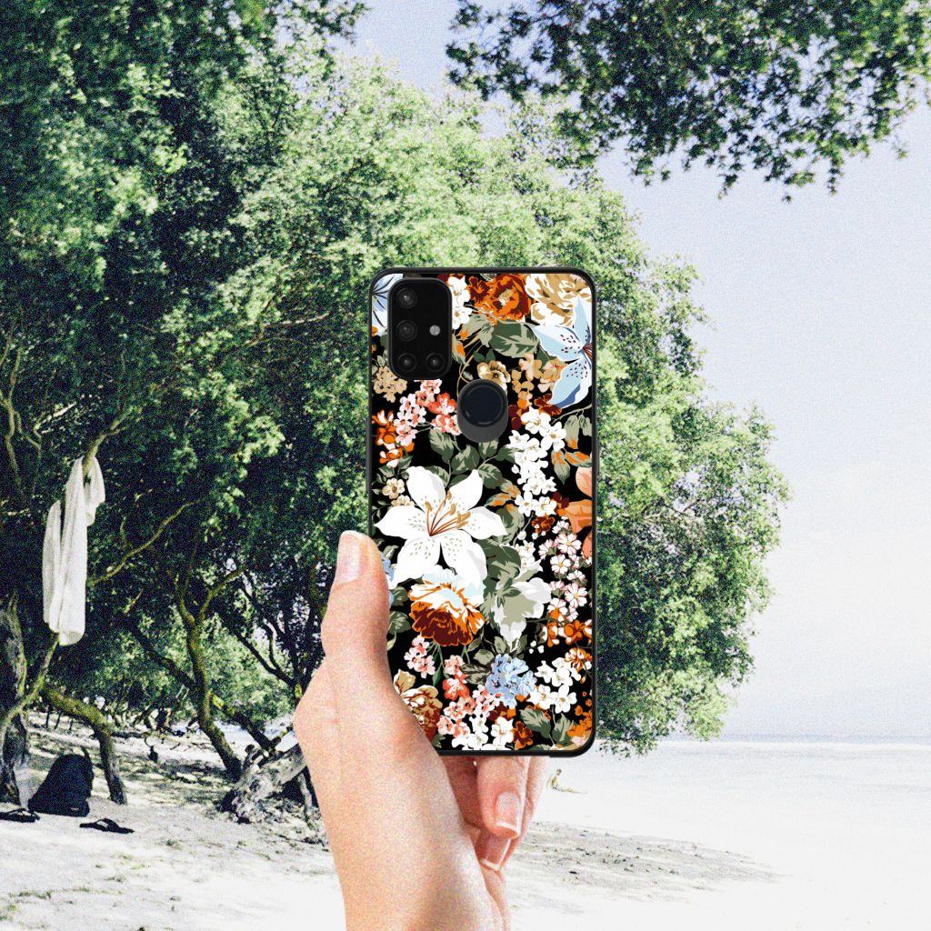 Bloemen Hoesje voor OnePlus Nord N10 5G Dark Flowers B2C Telecom