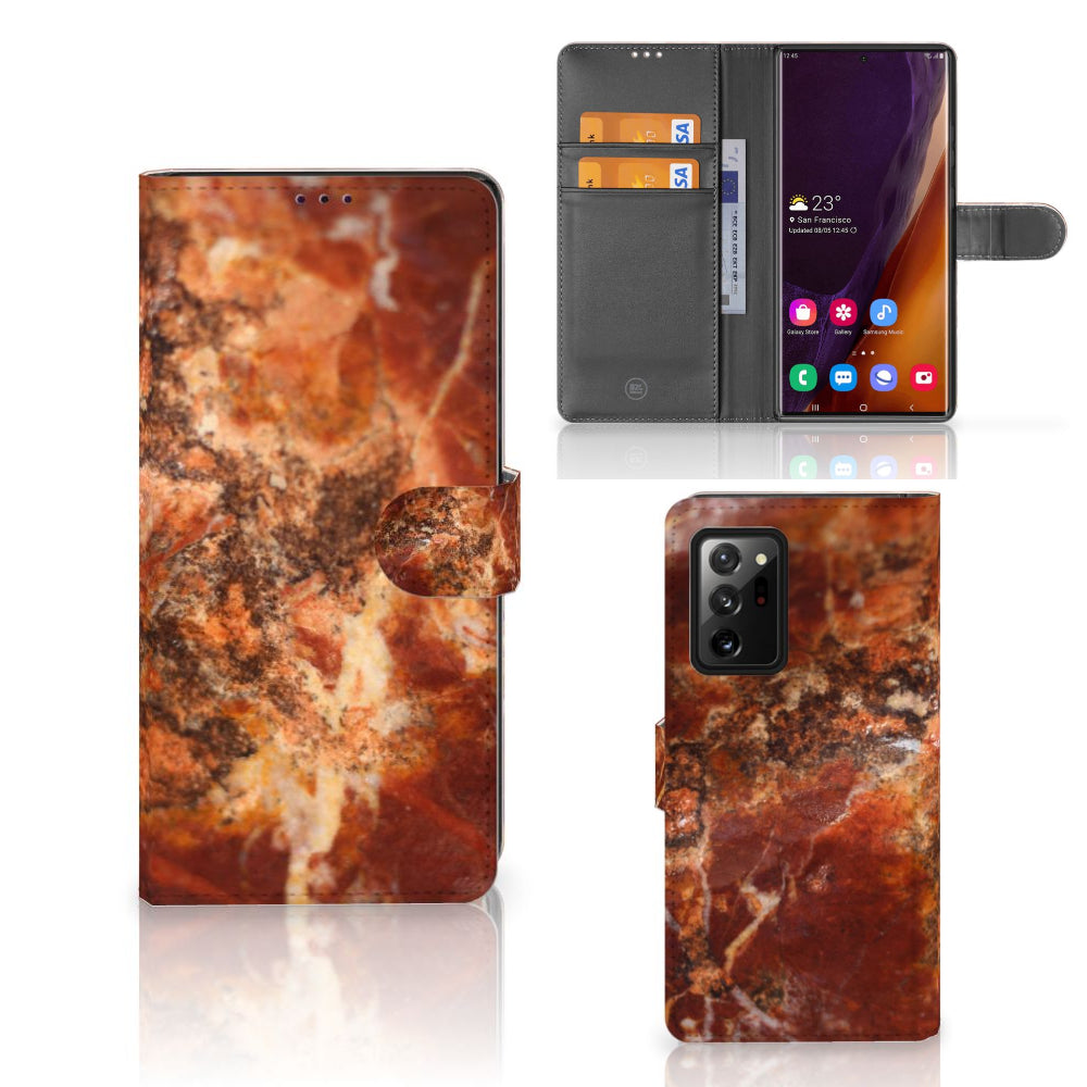Samsung Galaxy Note20 Ultra Bookcase Marmer Bruin