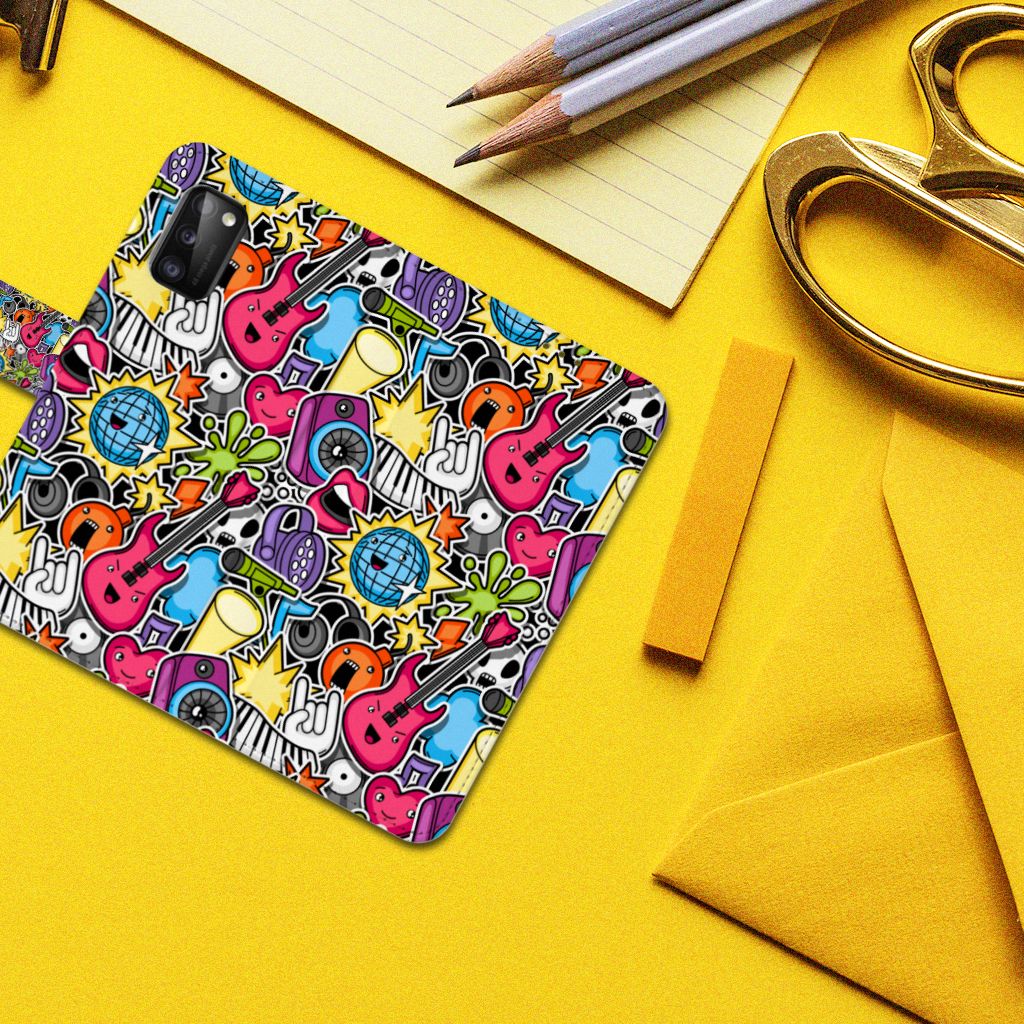 Samsung Galaxy A41 Wallet Case met Pasjes Punk Rock