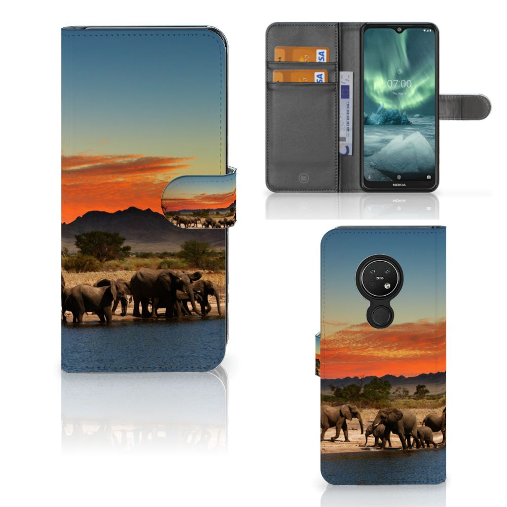 Nokia 7.2 | Nokia 6.2 Telefoonhoesje met Pasjes Olifanten