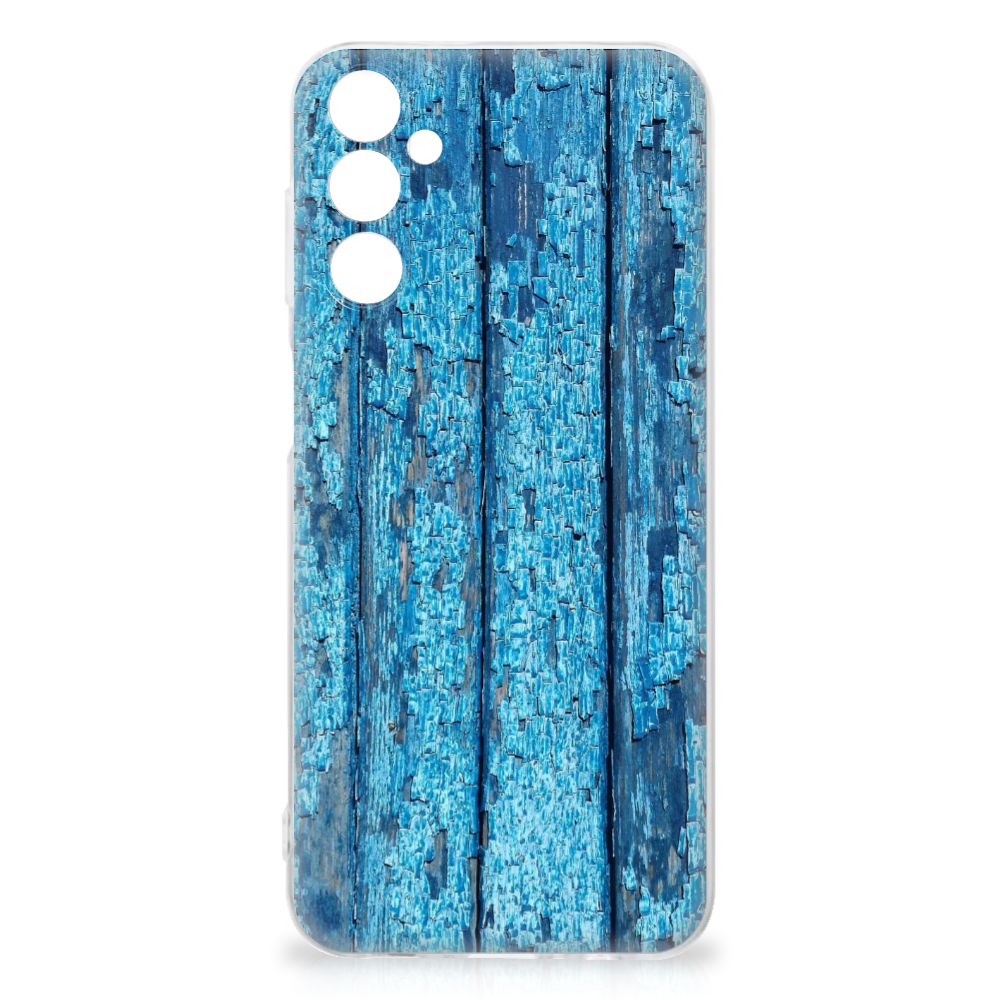 Samsung Galaxy M14 Bumper Hoesje Wood Blue