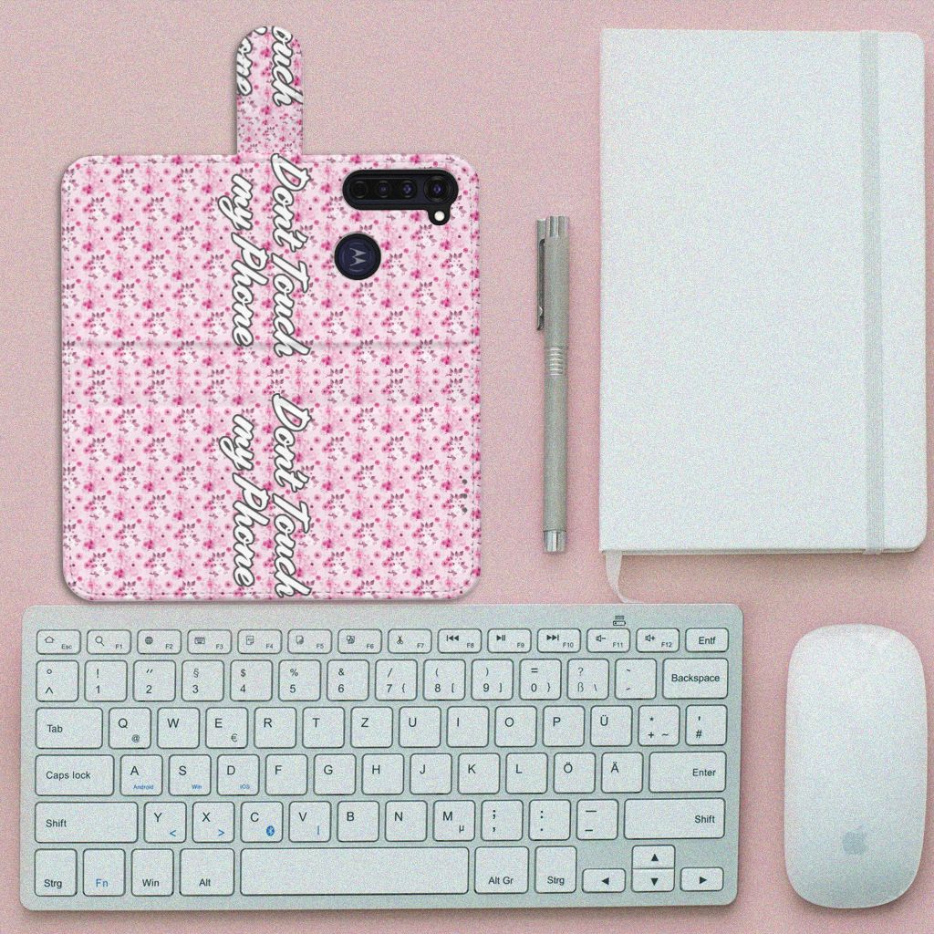 Motorola Moto G Pro Portemonnee Hoesje Flowers Pink DTMP
