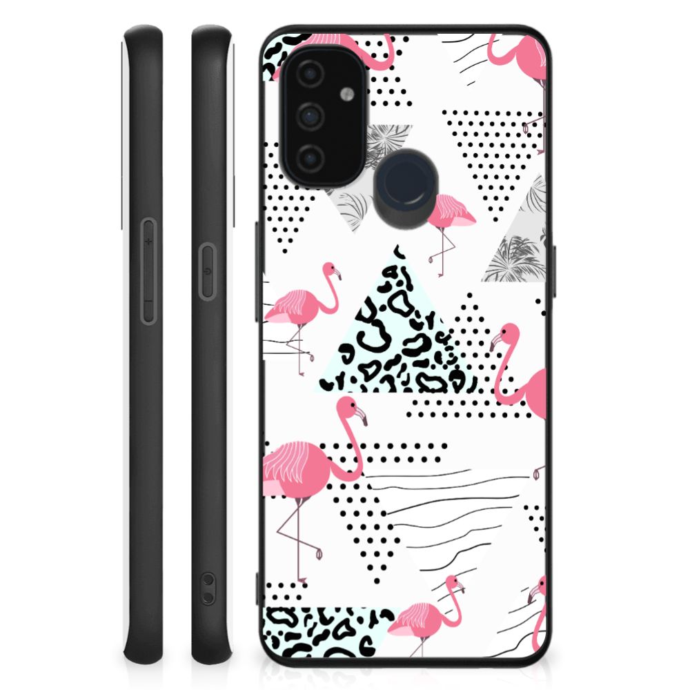 OnePlus Nord N100 Dierenprint Telefoonhoesje Flamingo Triangle B2C Telecom