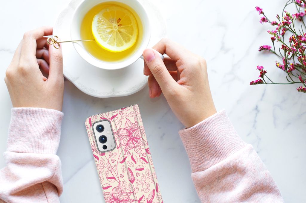 OnePlus 9 Smart Cover Pink Flowers - B2C Telecom